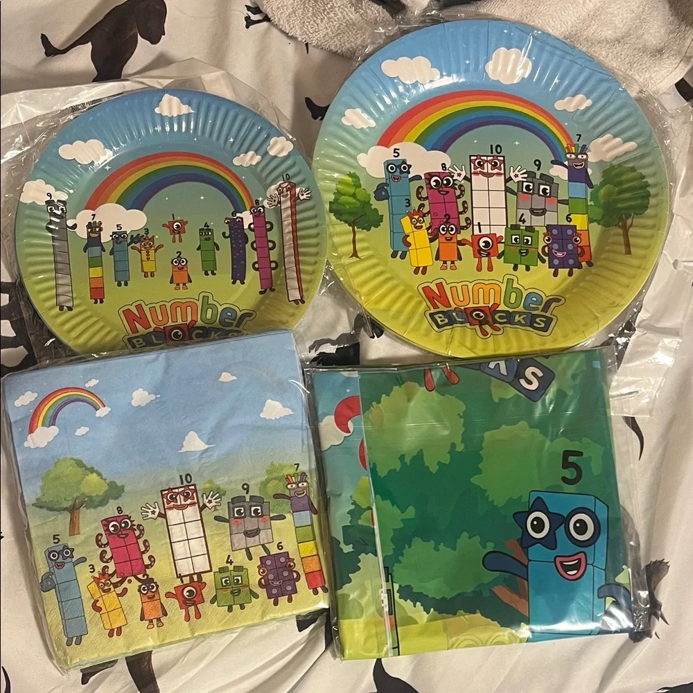 Number Blocks Rainbow Party Plate and Napkin Set - Kids Birthday Supplies